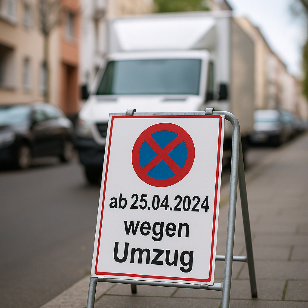 Parkverbotsschild wegen Umzug